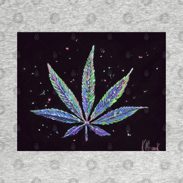 Stoner 420 single colorful cannabis leaf by Peaceful Pigments